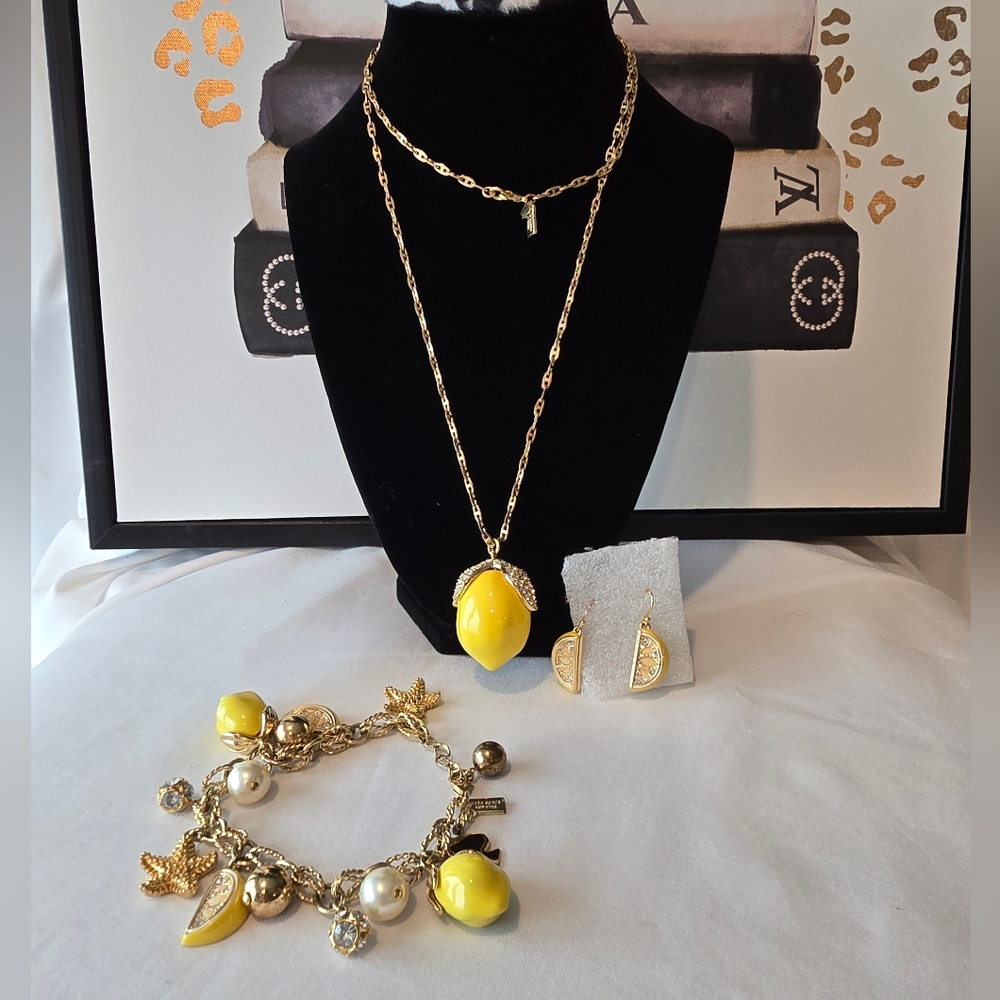 Kate Spade Lemon Set Necklace Bracelet And Earrings